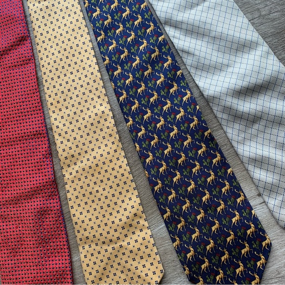 Lot 4 Printed 100% Silk Ties J.Crew Tommy Hilfiger Banana Republic Gap Premium - Picture 3 of 12